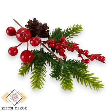 Mű téli vegyes pikk szitka luccal 23 cm - zöld szemből