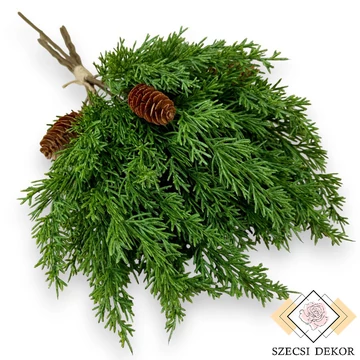 Mű boróka köteg tobozzal gumi 5 szál 50 cm - zöld szemből