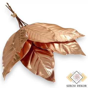 Mű metál magnólia levél köteg selyem 6 szál 41 cm - arany szemből