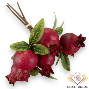 Mű gránátalma köteg kicsi 3 szál 33 cm - kosenilvörös szemből