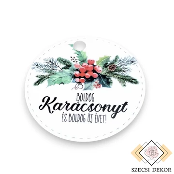 Dekor kártya kör - Boldog Karácsonyt és Boldog Új Évet! képes közeli