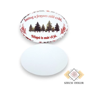 Dekor kártya ovális - képes erdő közeli