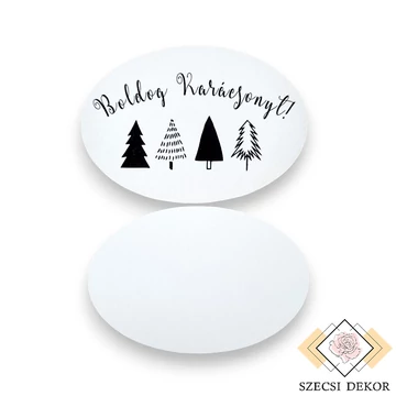 Dekor kártya ovális - minimalista Boldog Karácsonyt közeli