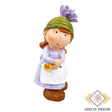 Kislány figura virággal - levendula szemből