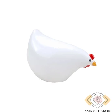 Kerámia tyúk lefele tekint - Fehér szemből
