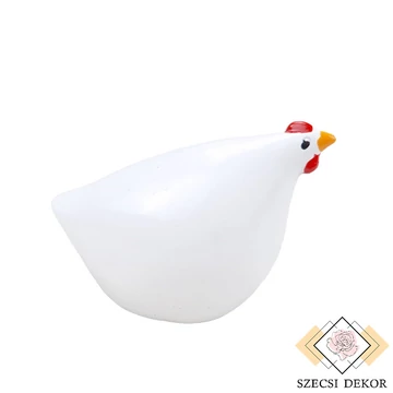 Kerámia tyúk felfele tekint - Fehér szemből