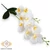 Mű orchidea levéllel gumis 2 ág 47 cm - fehér szemből