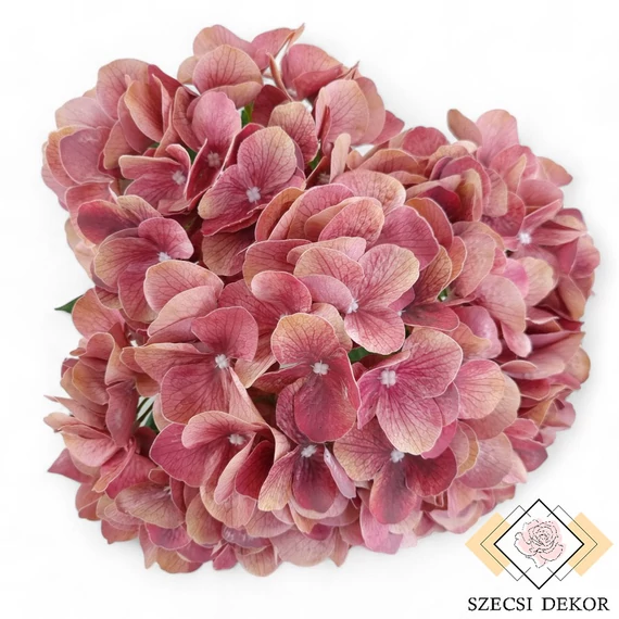 Mű hortenzia csokor gumibevonatos nagy 48 cm - korall szemből