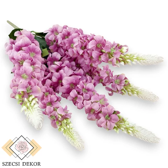 Mű viola csokor selyem 5 szál 57 cm - viola szemből