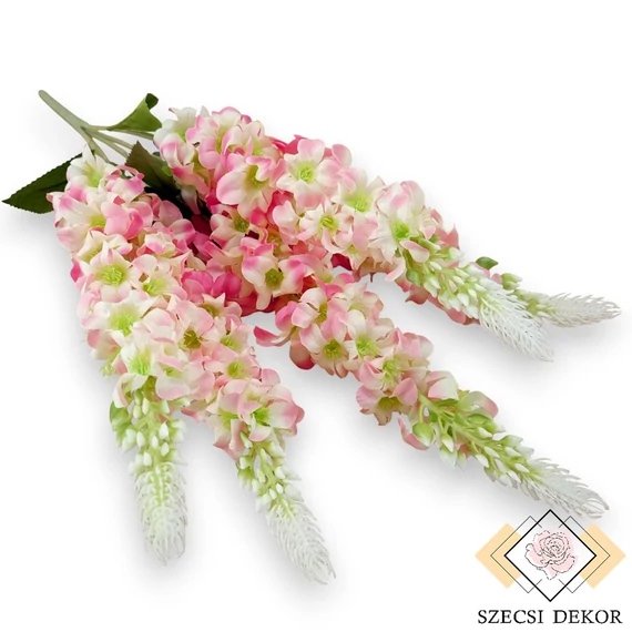 Mű viola csokor selyem 5 szál 57 cm - pink cirmos szemből