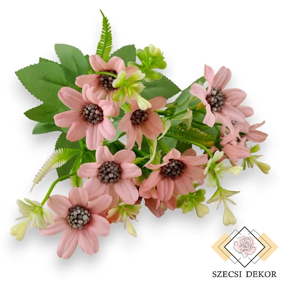Mű ernyős cickafark csokor 5 szál selyem 32 cm - rózsaszín ferde