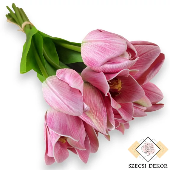 Mű tulipán köteg nyíló 10 szál polifoam 51 cm - pink ferde