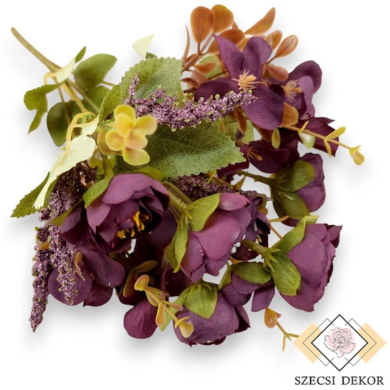 Mű boglárka vegyes csokor 5 szál selyem 32 cm - lila szemből