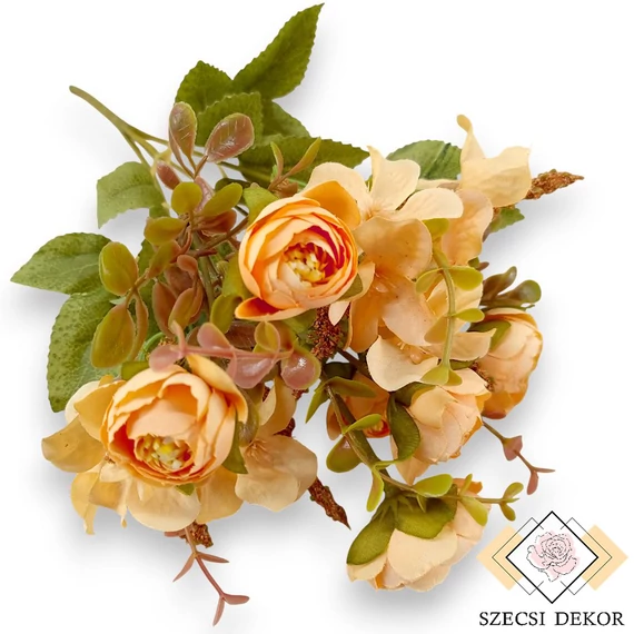 Mű boglárka vegyes csokor 5 szál selyem 32 cm - barack szemből