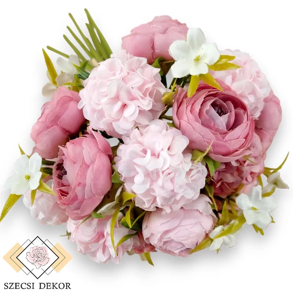 Mű boglárka-fodros virág köteg selyem 10 szál 35 cm - rózsaszín szemből