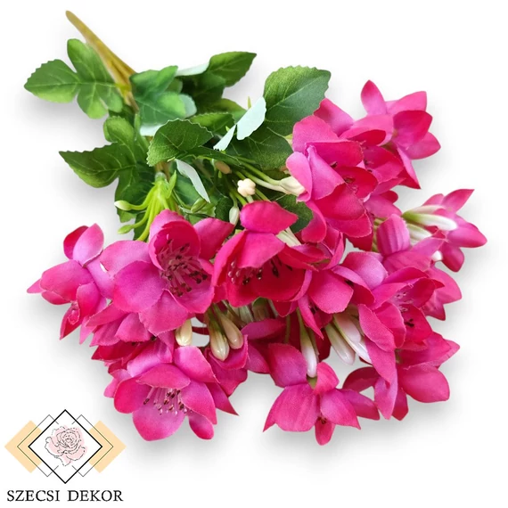 Mű közönséges jezsámen csokor 7 szál selyem 35 cm - magenta szemből