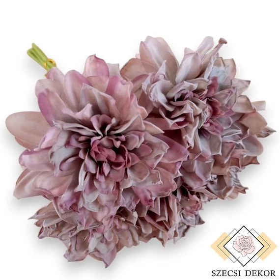 Mű dália köteg szárított selyem 5 szál 29 cm - halványlila ferde