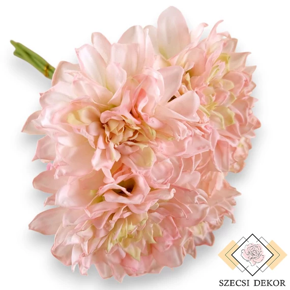 Mű dália köteg szárított selyem 5 szál 29 cm - barbie-rózsaszín ferde