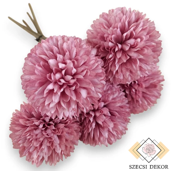 Mű díszhagyma köteg 5 szál selyem 29 cm - halványlila szemből