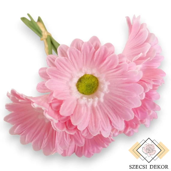Mű gerbera köteg kicsi 6 szál polifoam 27 cm - rózsaszín ferde