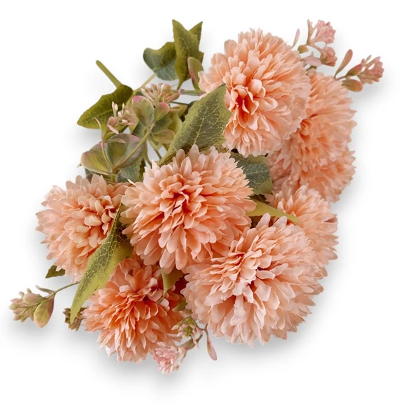 Mű krizantém bokor 9 szál selyem 39 cm - pompadúr-rózsaszín szemből