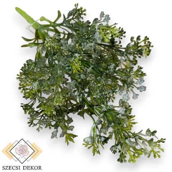 Mű zöld útszéli zsázsa csokor 7 szál 33 cm - sötétzöld szemből