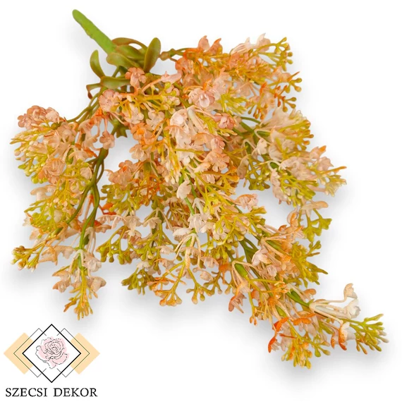 Mű zöld útszéli zsázsa csokor 7 szál 33 cm - narancs szemből