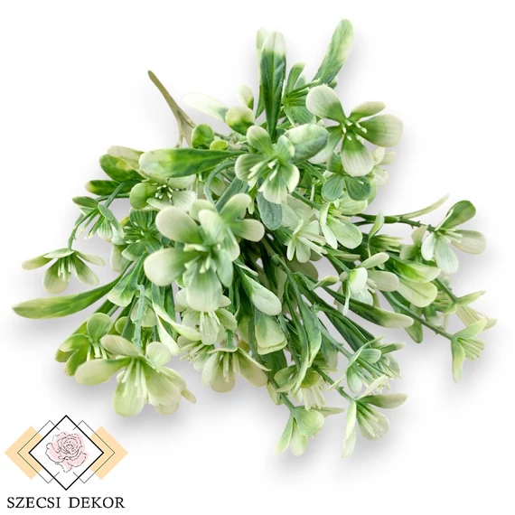 Mű zöld havasi fátyolvirág csokor 5 szál 36 cm - fehér szemből