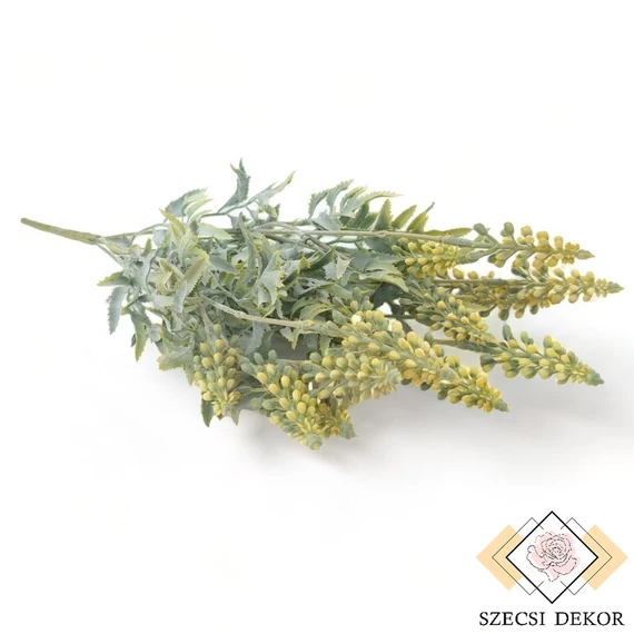 Mű zöld sudárzsálya csokor 5 szál 45 cm - sárga szemből