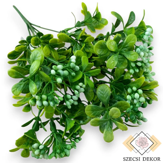 Mű zöld japán fagyal csokor 6 szál 30 cm - zöld szemből