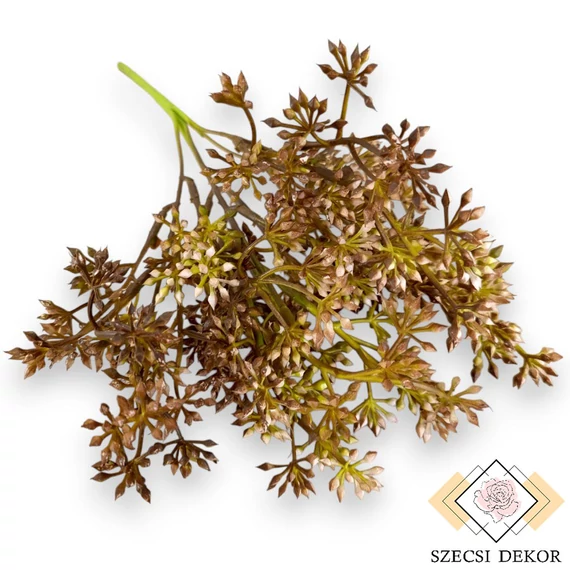 Mű zöld crassula multicava csokor bimbós 5 szál 33 cm - barna szemből