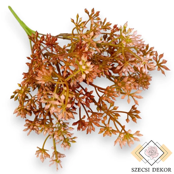 Mű zöld crassula multicava csokor bimbós 5 szál 33 cm - narancs szemből