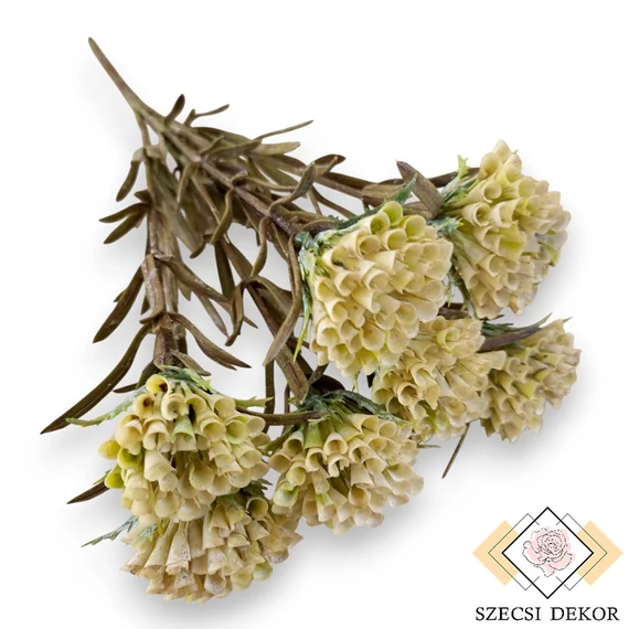 Mű zöld sóvirág csokor 7 szál 35 cm - halványsárga szemből