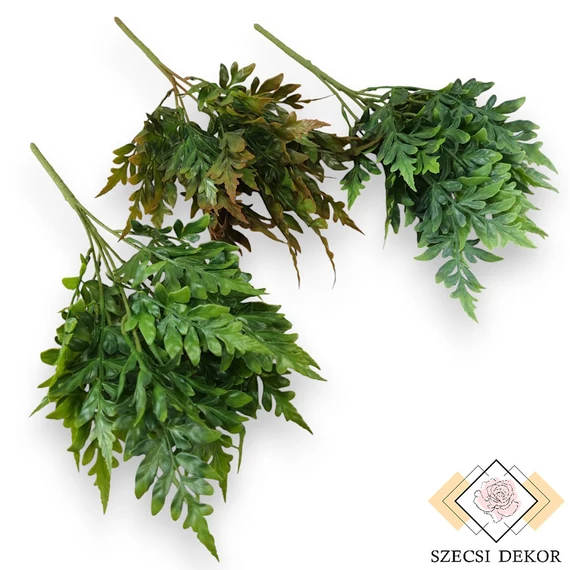 Mű zöld egylevelű fodorkafenyő csokor 5 szál 43 cm szemből