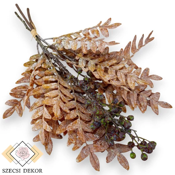 Mű zöld pleopeltis polypodioides köteg 3 szál antik 50 cm - narancs szemből