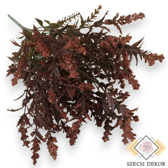Mű zöld hegyeslevelű libatop csokor 7 szál 36 cm - rozsdabarna szemből