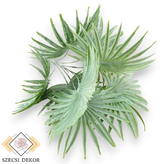 Mű legyezőpálma bokor nagy gumis 8 szál 52 cm - hamvas szemből