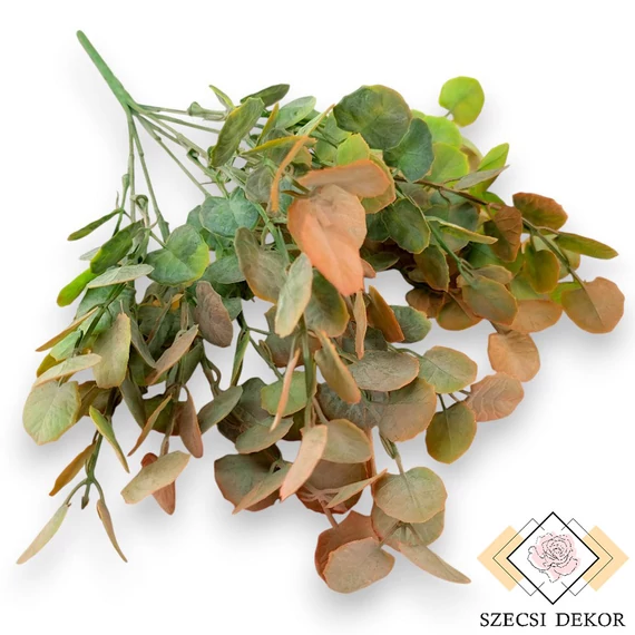 Mű zöld cissus rotundifolia csokor 7 szál 37 cm - narancs szemből