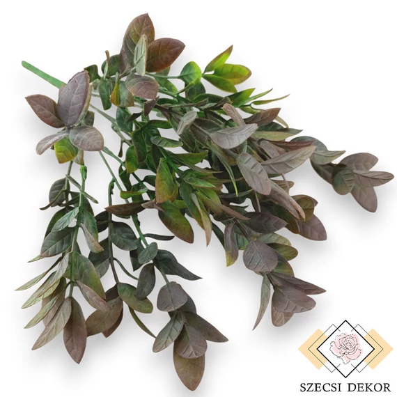 Mű zöld közönséges mirtusz csokor 7 szál 35 cm - bíbor szemből