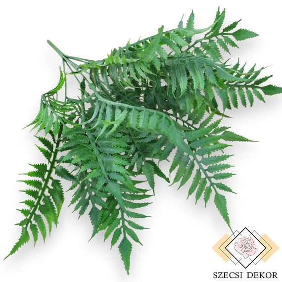 Mű zöld tőzegpáfrány bokor 7 szál 40 cm - sötétzöld szemből