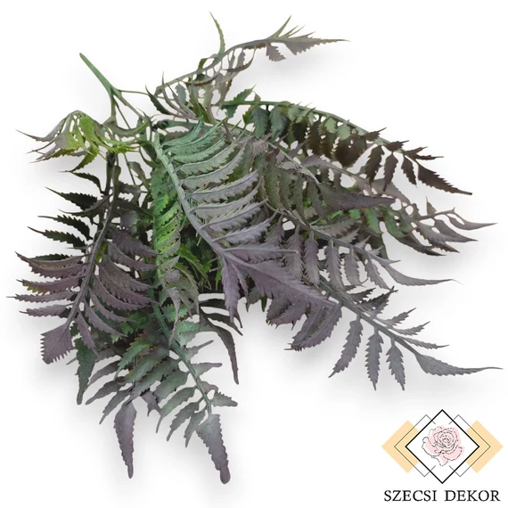 Mű zöld tőzegpáfrány bokor 7 szál 40 cm - bíbor szemből