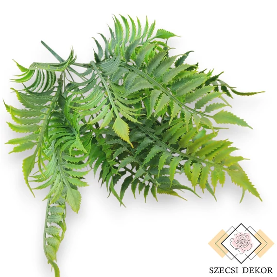 Mű zöld tőzegpáfrány bokor 7 szál 40 cm - világoszöld szemből