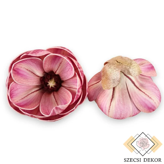 Mű magnólia csomag nyíló polifoam 8 cm 6 db - pink szemből