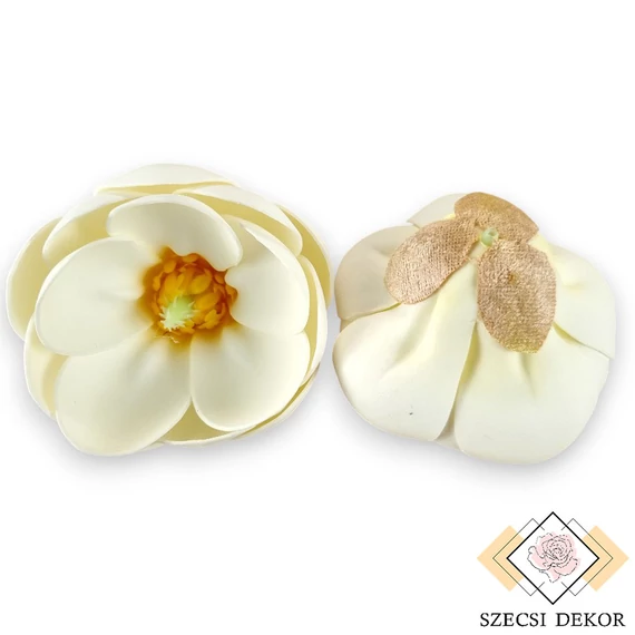 Mű magnólia csomag nyíló polifoam 8 cm 6 db - törtfehér szemből