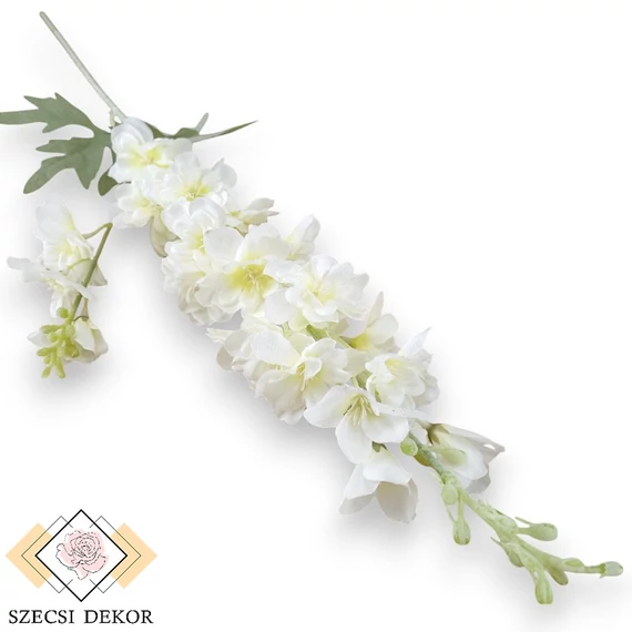Mű sarkantyúfű szál selyem 85 cm - fehér szemből