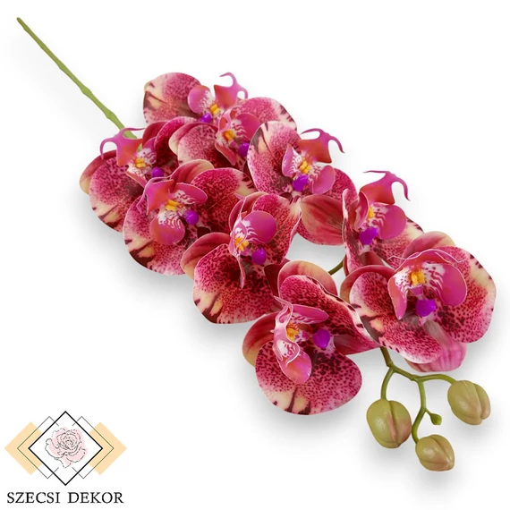 Mű gumibevonatos phalaenopsis szál 98 cm - bordó-rózsaszín ferde