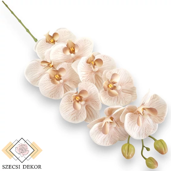Mű gumibevonatos phalaenopsis szál 98 cm - barna cirmos szemből