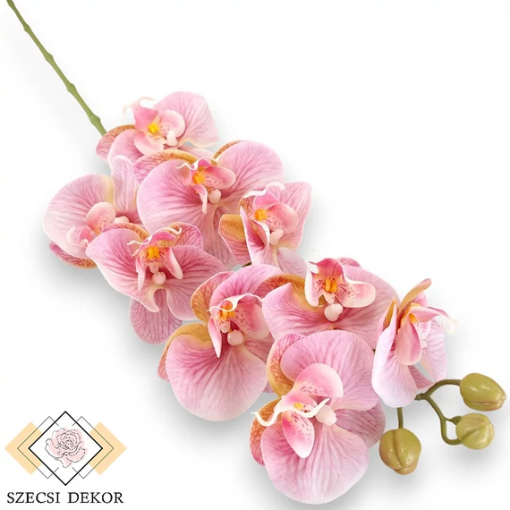 Mű gumibevonatos phalaenopsis szál 98 cm - rózsaszín cirmos szemből