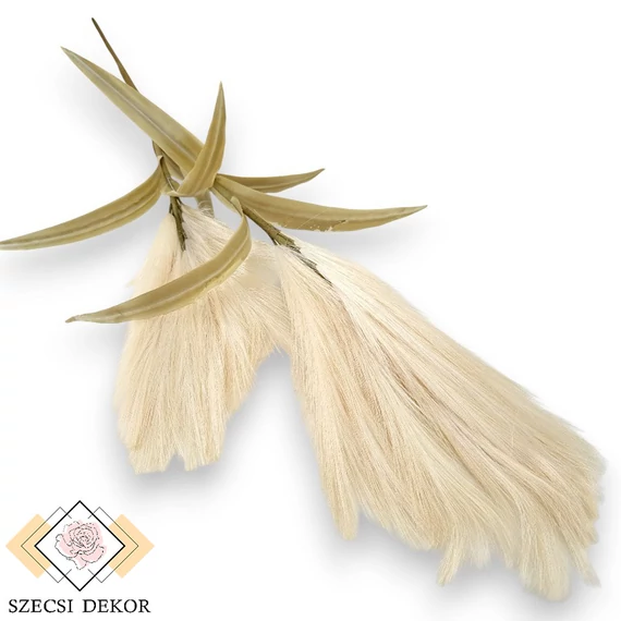 Mű pampafű szár levéllel 122 cm - krém szemből