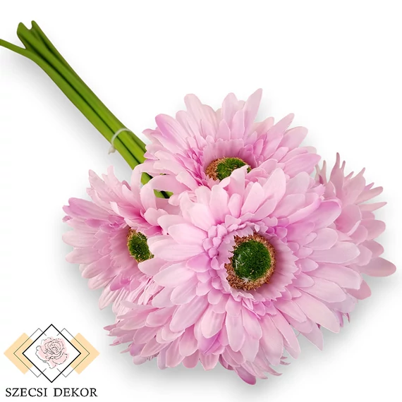 Mű gerbera köteg 6 szál selyem 50 cm - barbie-rózsaszín ferde